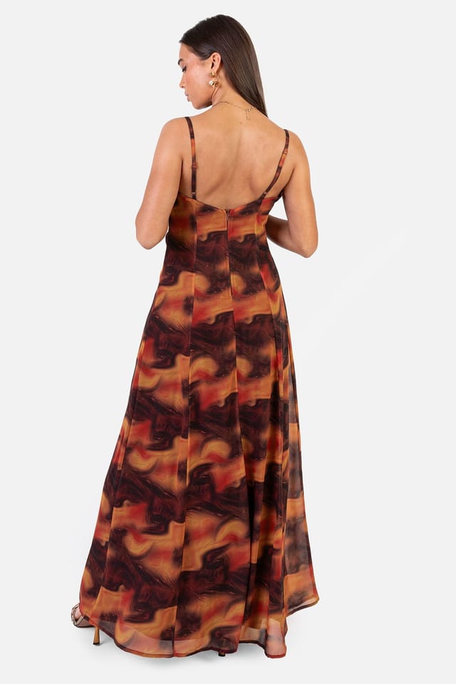 Anaya with Love Anaya with Love Women's Fire Marble Print Cami Shift Maxi Dress - 2