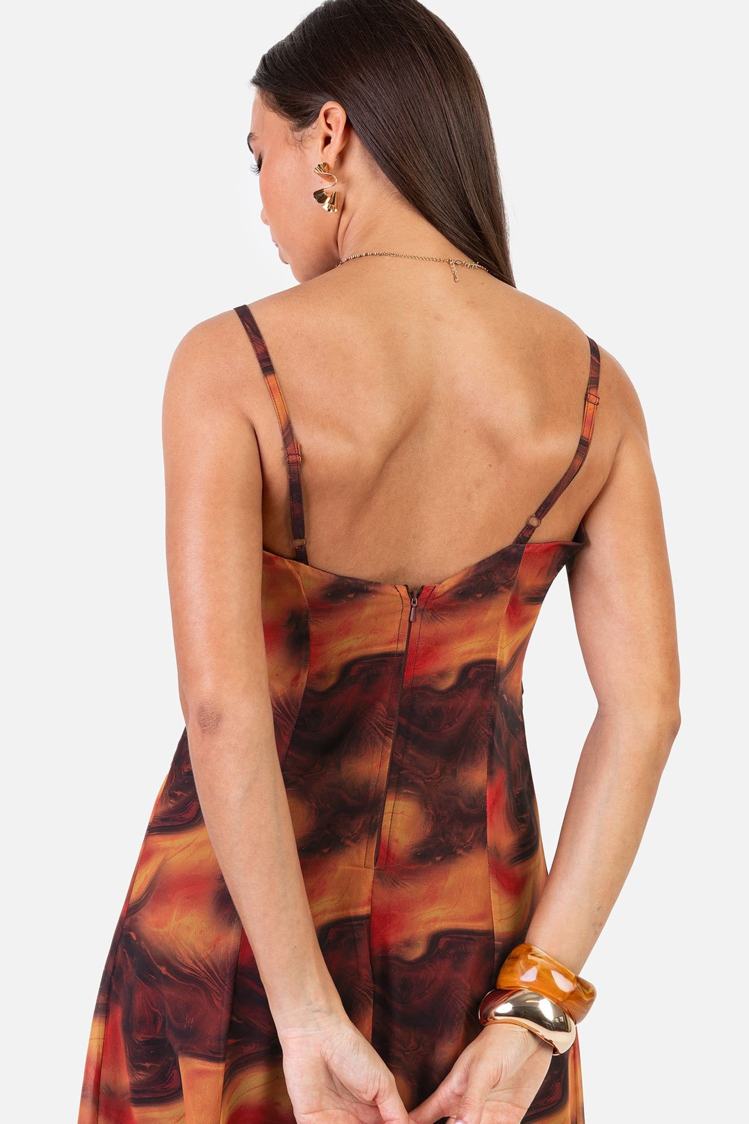 Anaya with Love Anaya with Love Women's Fire Marble Print Cami Shift Maxi Dress - 4