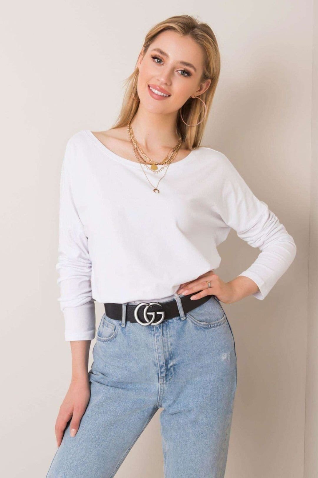 Love Lace White Cotton Long Sleeve Blouse