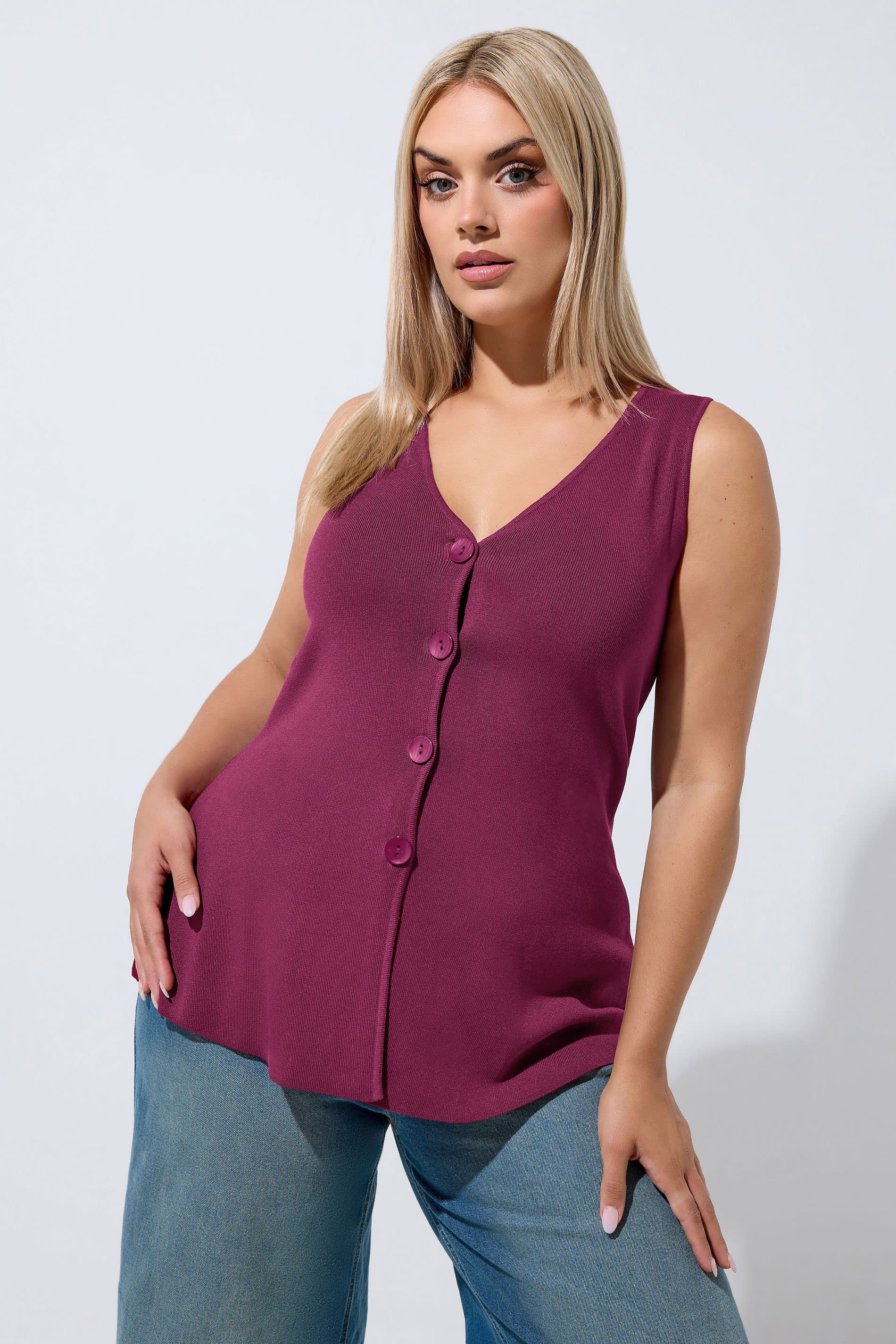 Limited Collection Plus Size Burgundy Red Flare Hem Waistcoat