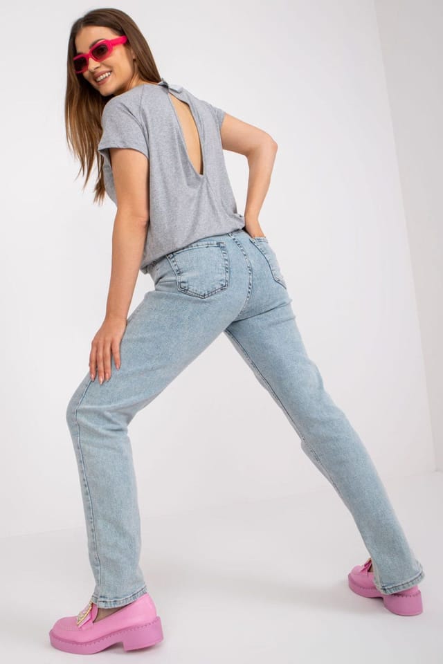 Love Lace Love Lace Women's Everyday Short Sleeve Blouse with Back Bow in Grey - 3