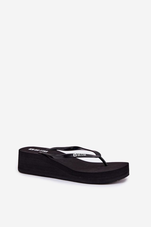 Love Lace Love Lace Women's Big Star Wedge Heel Flip Flop Sandals for Summer Comfort in Black - 2