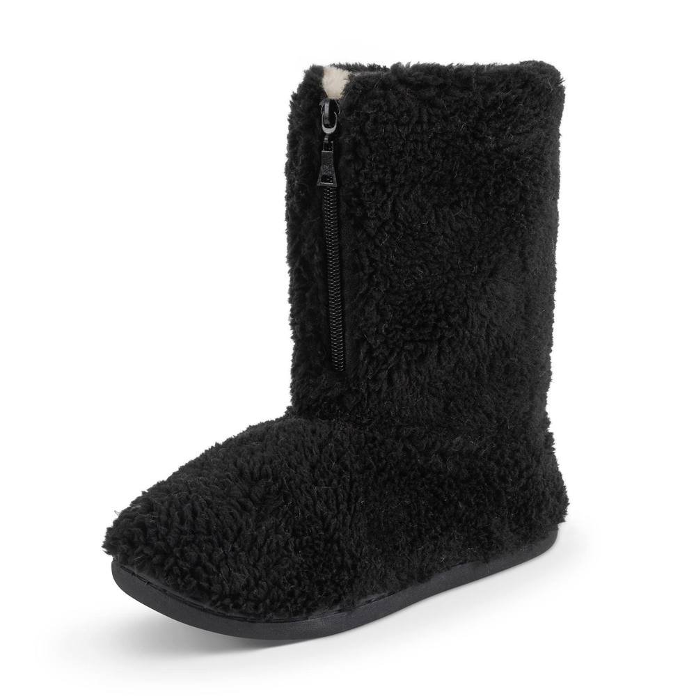 Viva VIVA Polar Men's Anti-Slip Memory Foam Indoor Soft Sherpa Slipper Boots in Black - 2