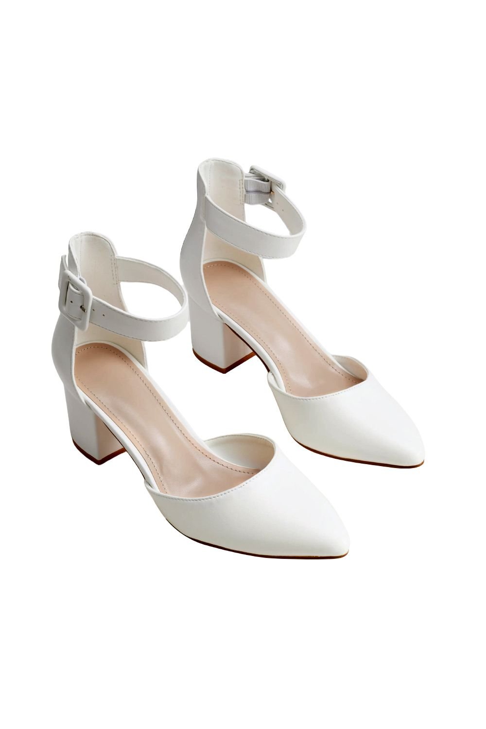 MODISHION MODISHION Women's Closed Toe Block Heels Pumps in White - 2
