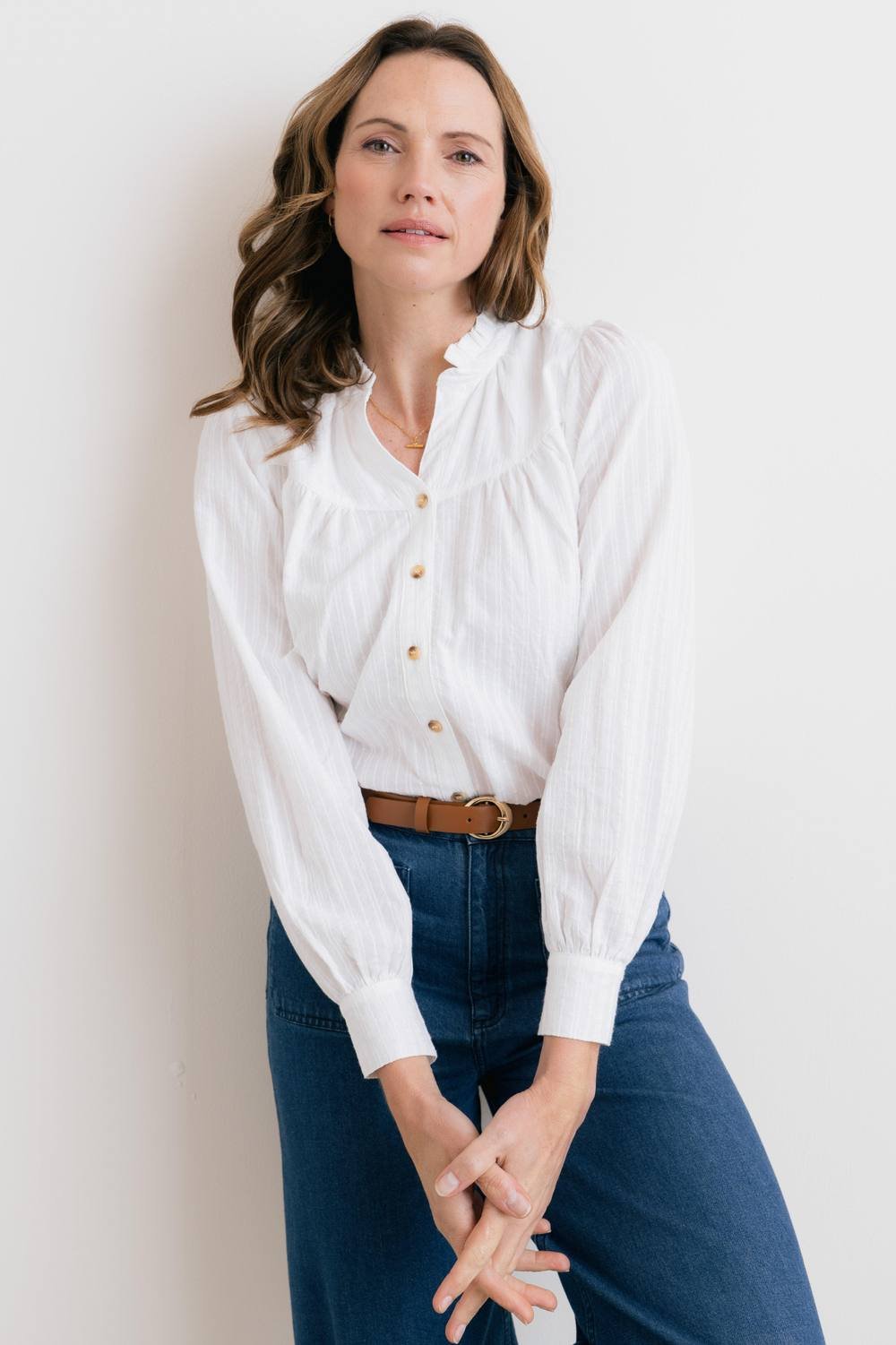 Lily & Me Lily & Me Women's Wayfaring Embroidered Cotton Blouse in White - 3