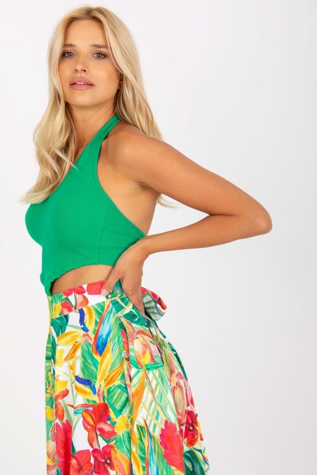 Love Lace Love Lace Women's Ribbed Over the Head Summer Short Top in Green - 2