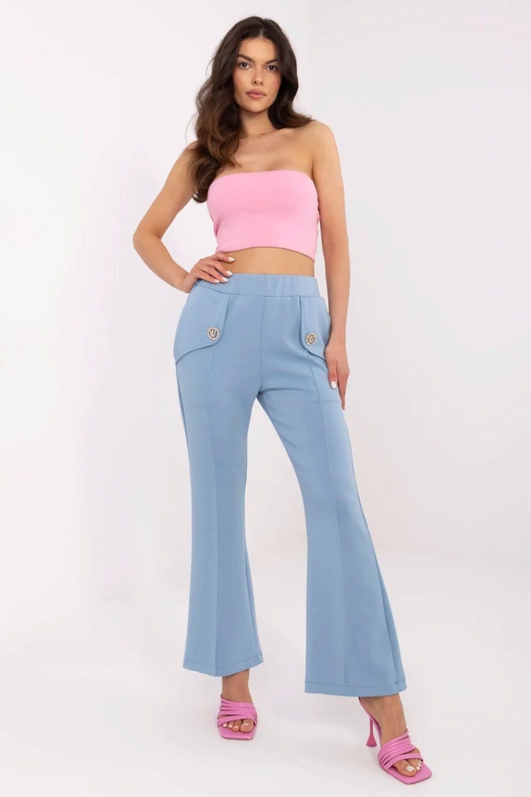 Love Lace Blue High Waist Bell Bottom Sweatpants