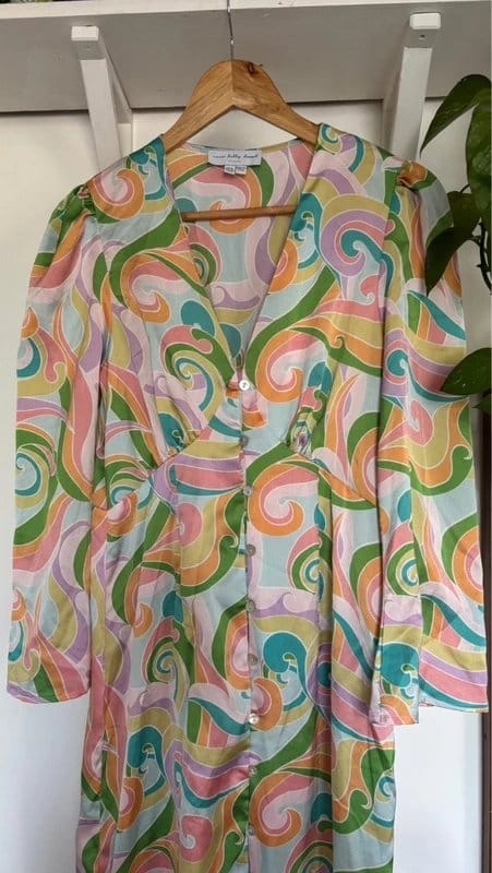 Never Fully Dressed Multi-Colour Swirl Satin Dress