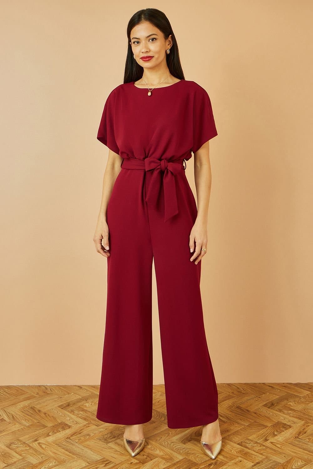 Yumi Yumi Women's Burgundy Batwing Stretch Jumpsuit