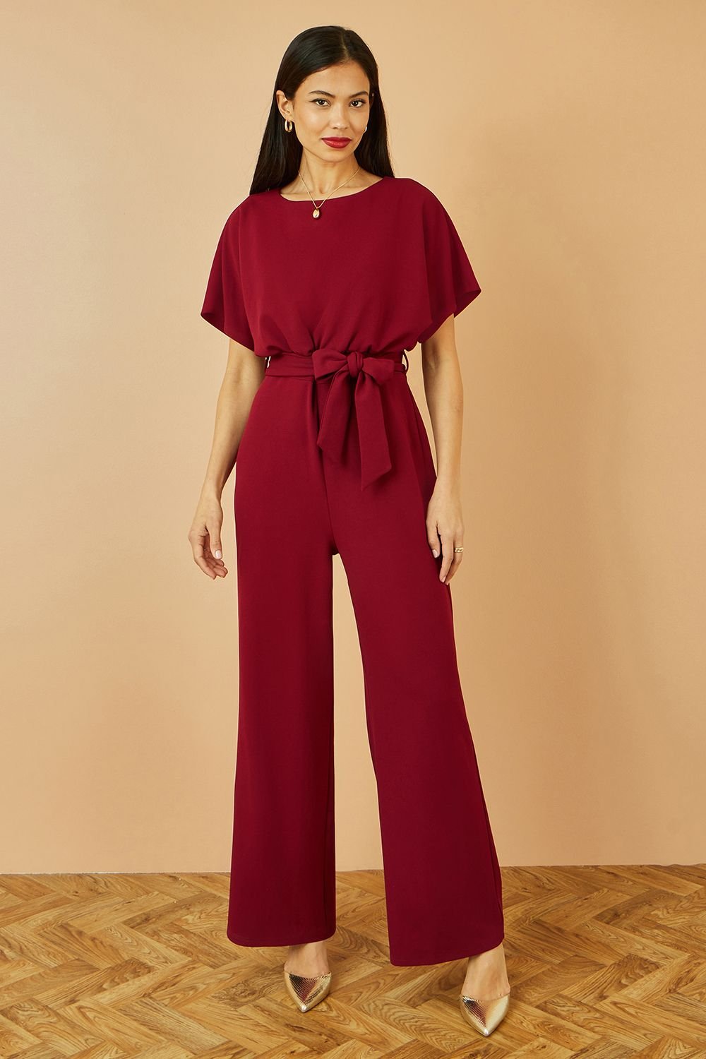 Yumi Yumi Women's Burgundy Batwing Stretch Jumpsuit - 4