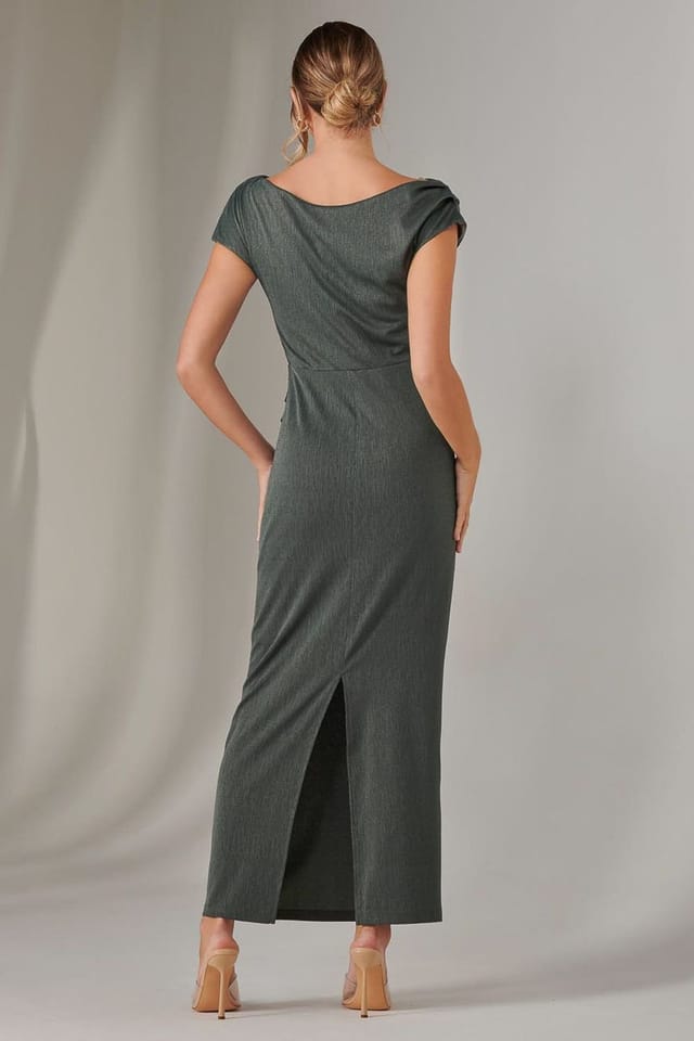 Jolie Moi Jolie Moi Women's Asymmetrical Bodycon Midaxi Dress in Khaki - 2