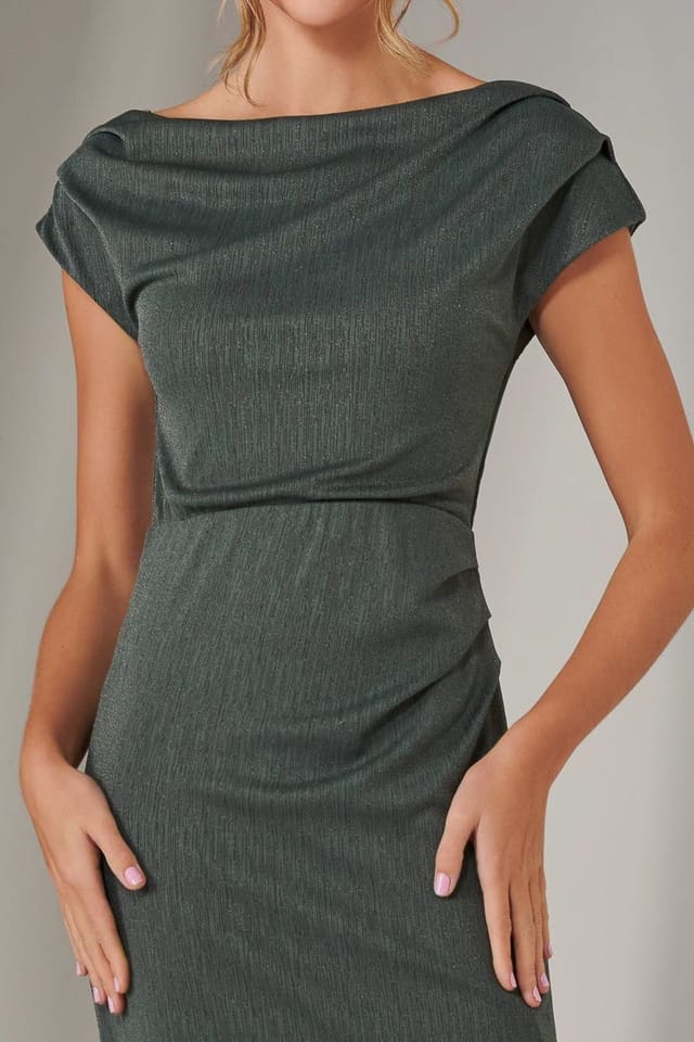 Jolie Moi Jolie Moi Women's Asymmetrical Bodycon Midaxi Dress in Khaki - 3