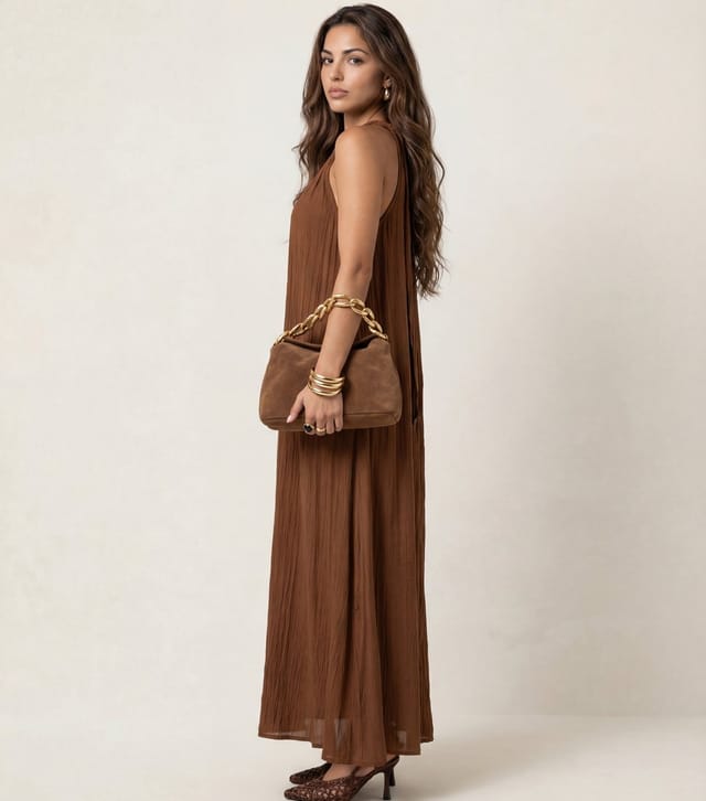 Urban Bliss Women's Tan Braided Neck Trim Maxi Dress Urban Bliss New Look - 2