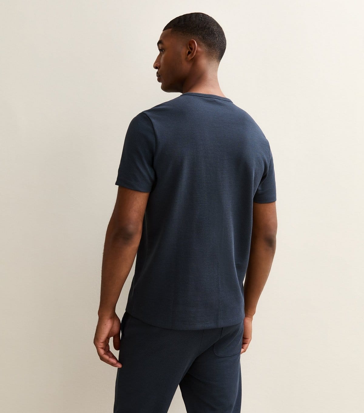 New Look Men's Navy Regular Waffle Texture T-Shirt New Look - 4