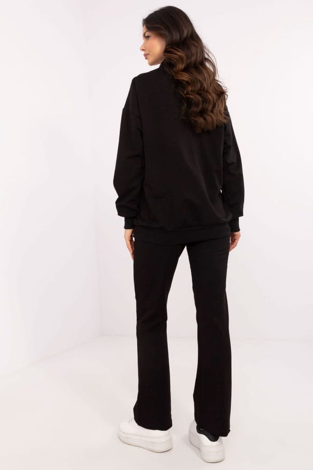 Love Lace Love Lace Women's Minimalist Wrap Blouse Lounge Trouser Set in Black - 3