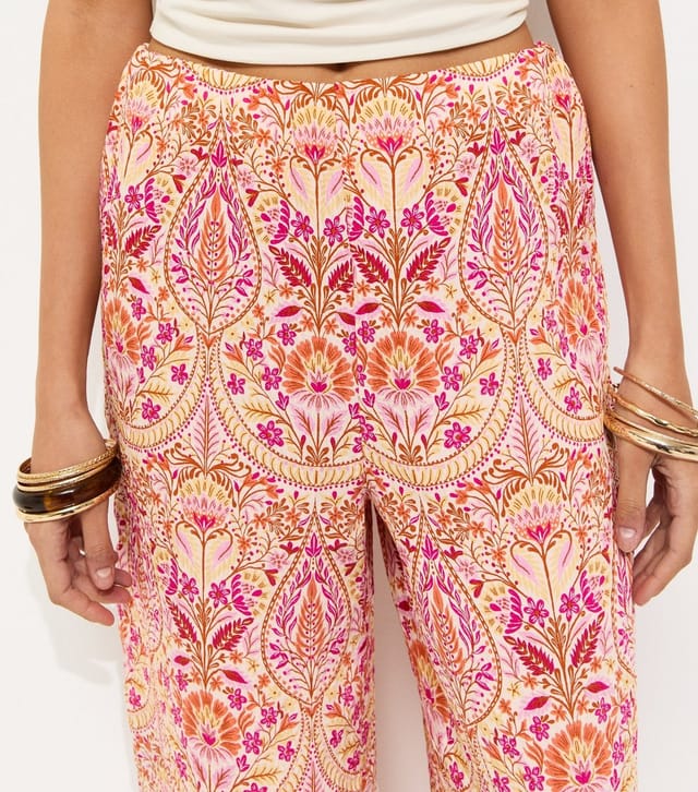 New Look Women's Pink Folk Print Cropped Trousers New Look - 2