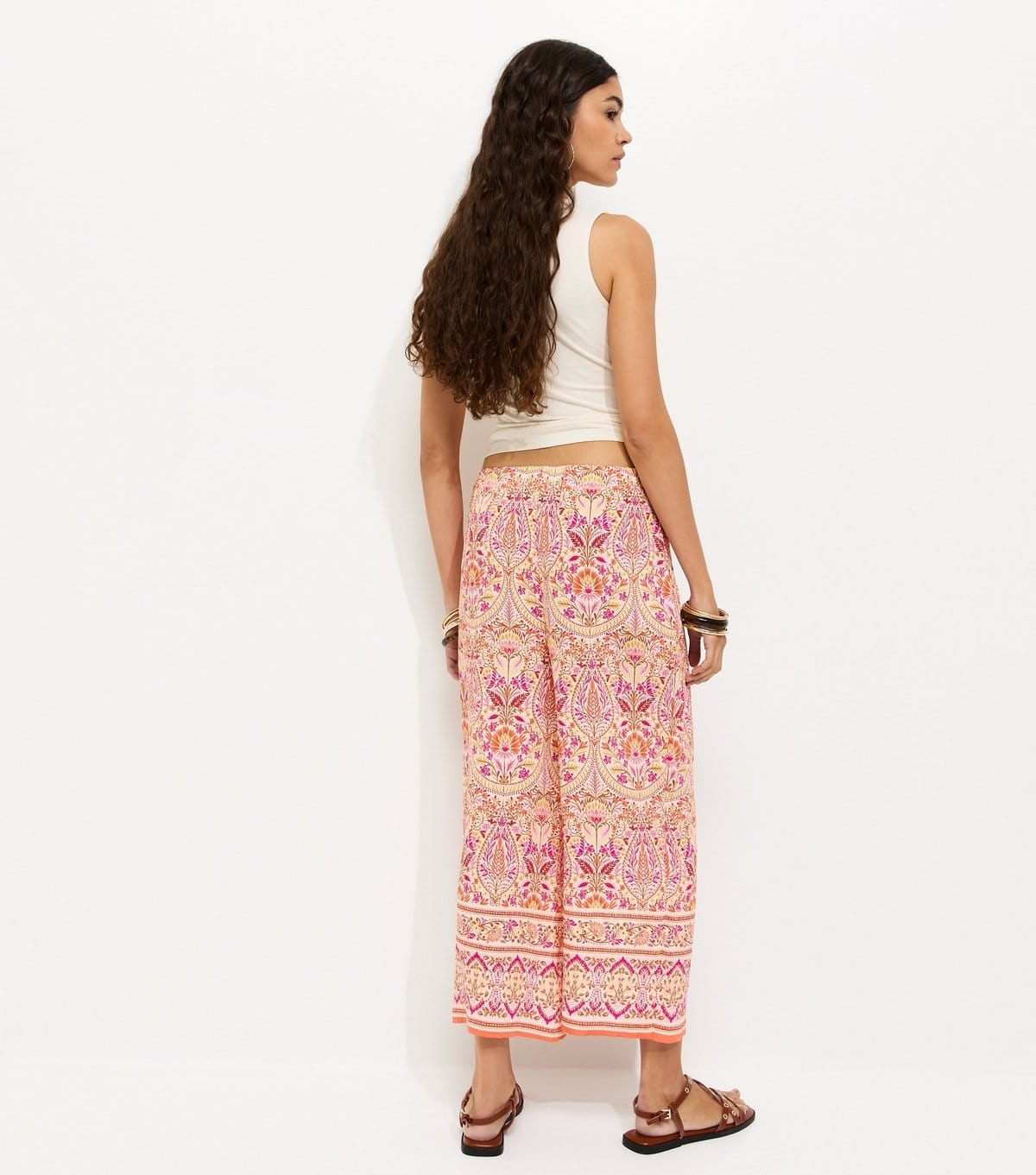 New Look Women's Pink Folk Print Cropped Trousers New Look - 4