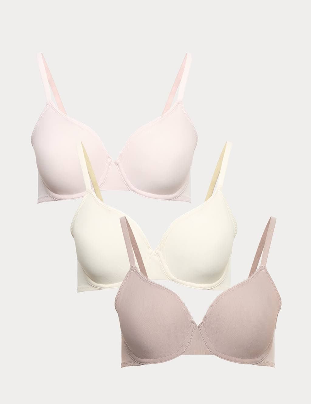 Marks & Spencer M&S 3 Pack Wired Full Cup Bras (A-E) Pink Mix
