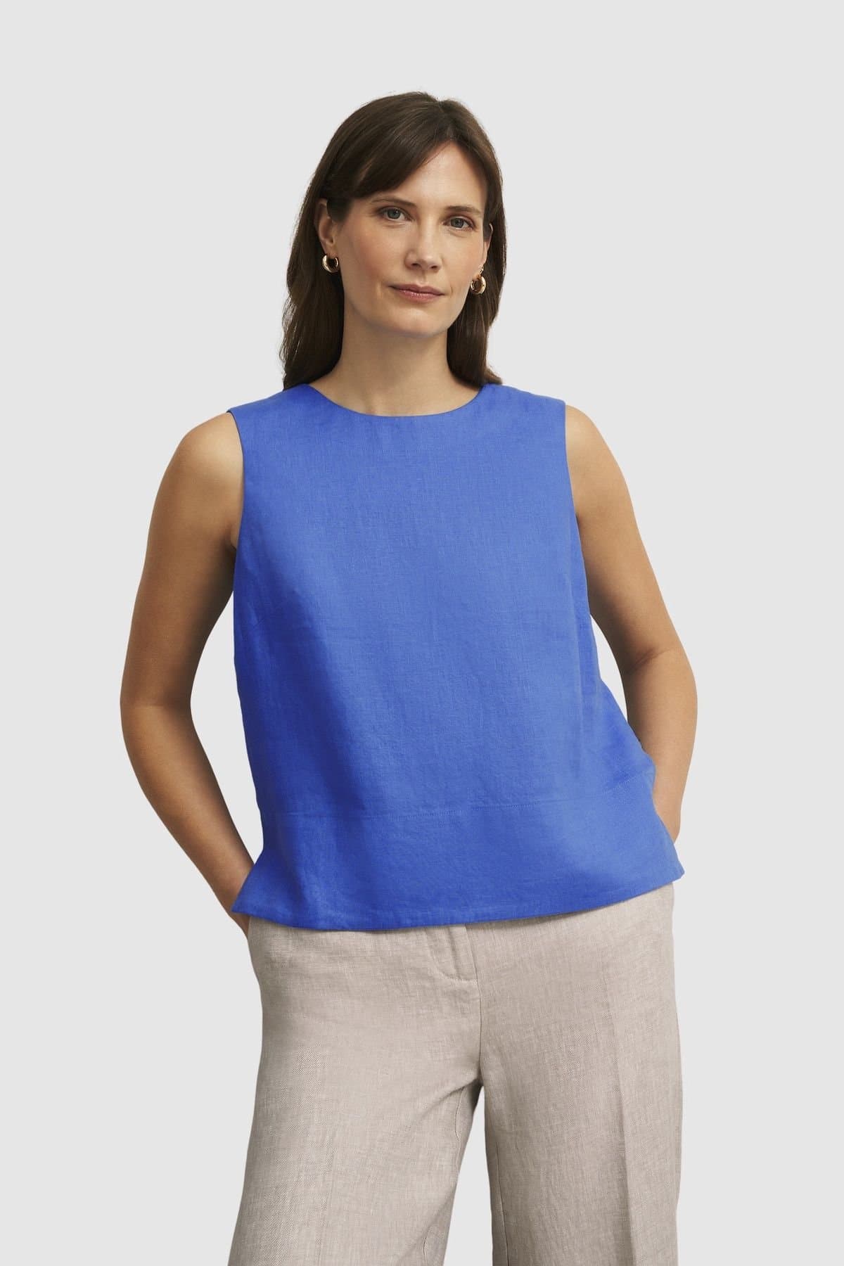 Hobbs London Hobbs London Cobalt Linen Shell Top