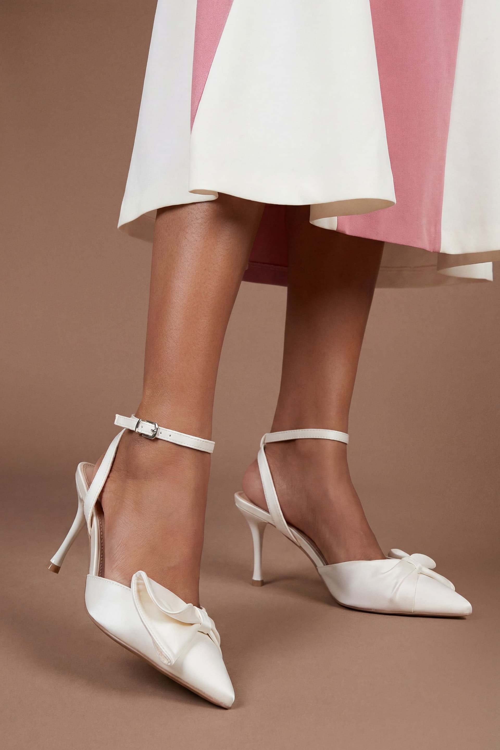 Coast Coast Women's Bridal Rosa Satin Ruffle Detail High Stiletto Heeled Court Shoes in White