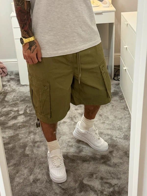 Bershka Bershka Cargo Jorts Olive Green Utility Shorts L Y2K