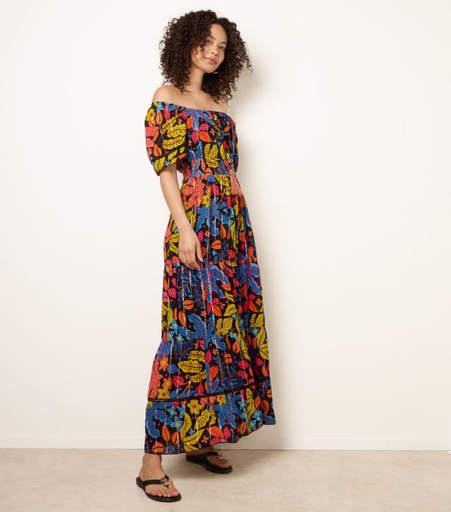 Blue Vanilla Women's Black Bardot Tiered Maxi Dress Blue Vanilla New Look - 3