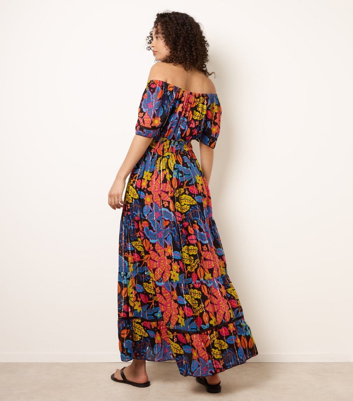 Blue Vanilla Women's Black Bardot Tiered Maxi Dress Blue Vanilla New Look - 4