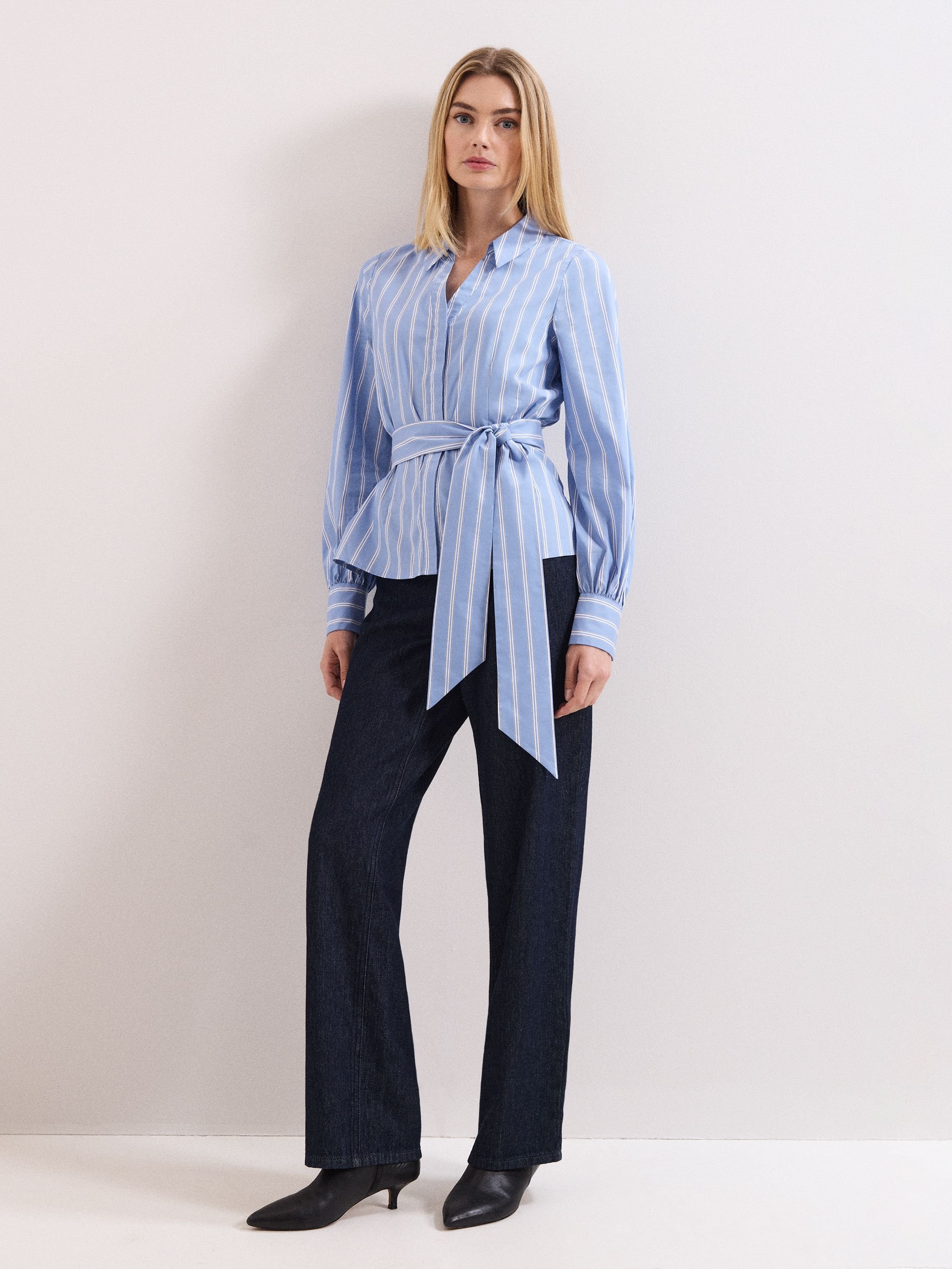 Phase Eight Phase Eight Women's Collared Statement-Belt Shirt in Baby Blue - 2
