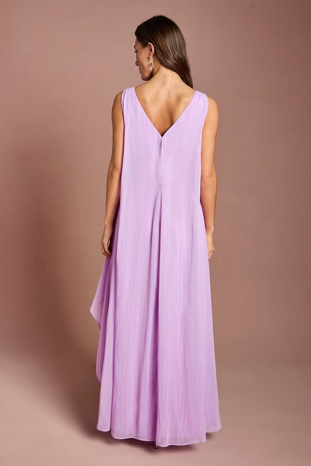 Coast Coast Women's Cape Sleeve Pleated Midi Dress in Purple - 3