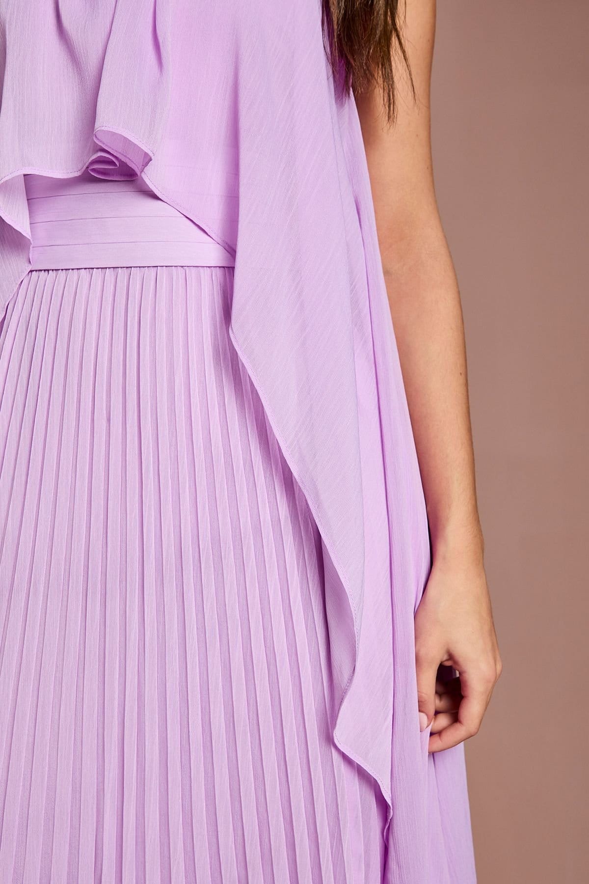 Coast Coast Women's Cape Sleeve Pleated Midi Dress in Purple - 4