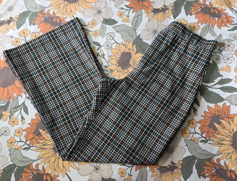 Free People Free People Plaid Flared High Waisted Trousers
