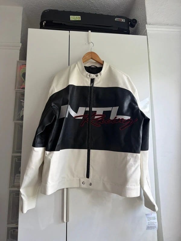 ASOS Black and White Faux Leather Biker Jacket