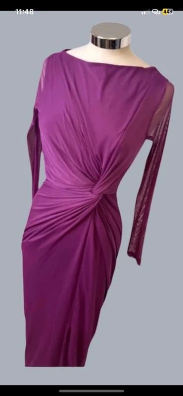 Quiz Quiz Plum Purple Ruched Knot Front Maxi Dress - Size 12 RRP £79.99 - 1