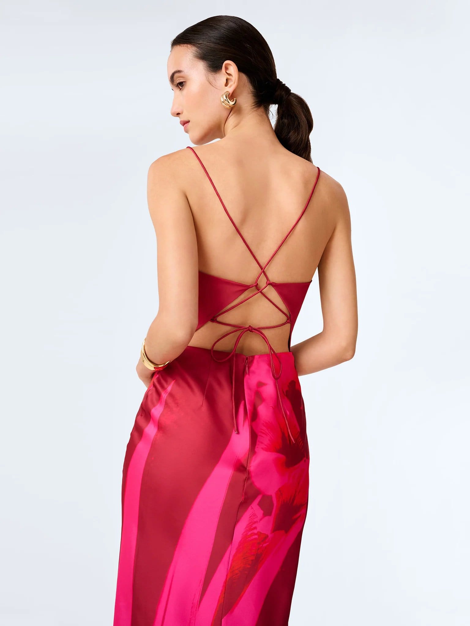 OMNES Ginny Dress in Red and Pink Floral Placement - 4