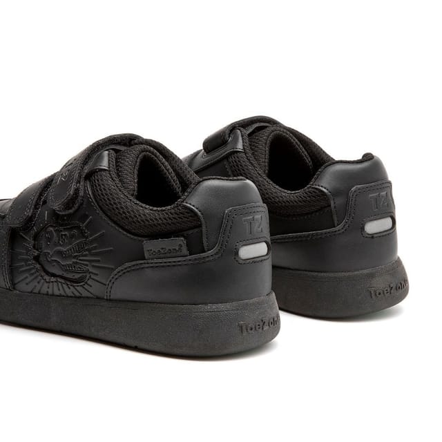 ToeZone ToeZone Men's Noah Black Rip Tape Dinosaur Character School Shoes - 3