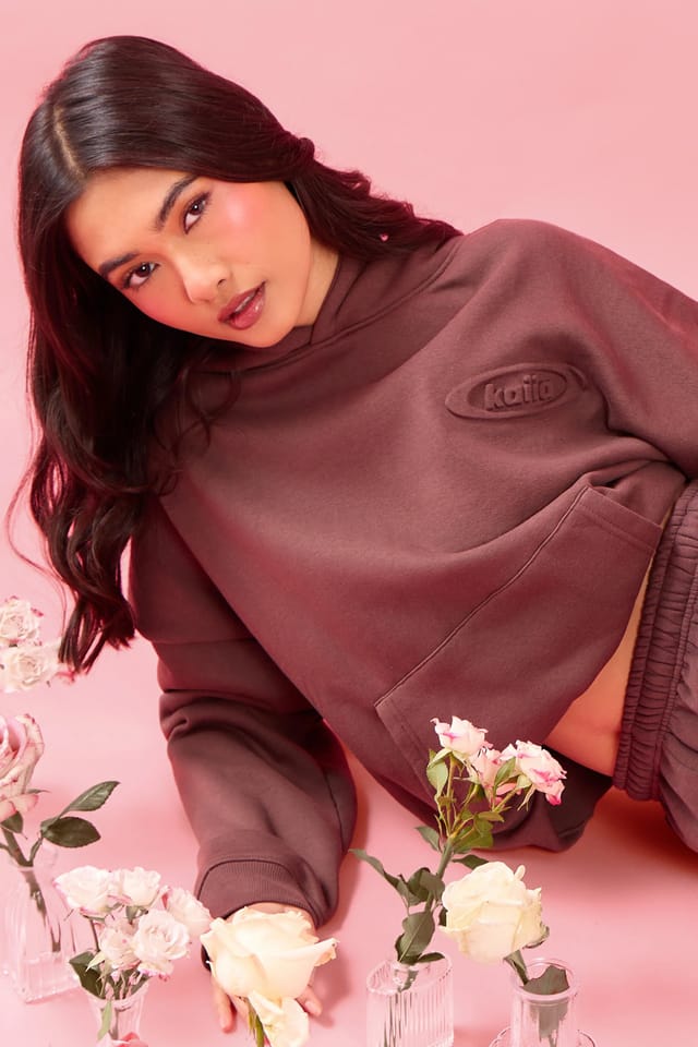 Kaiia Kaiia Oval Embossed Oversized Hoodie Cocoa Brown - 2