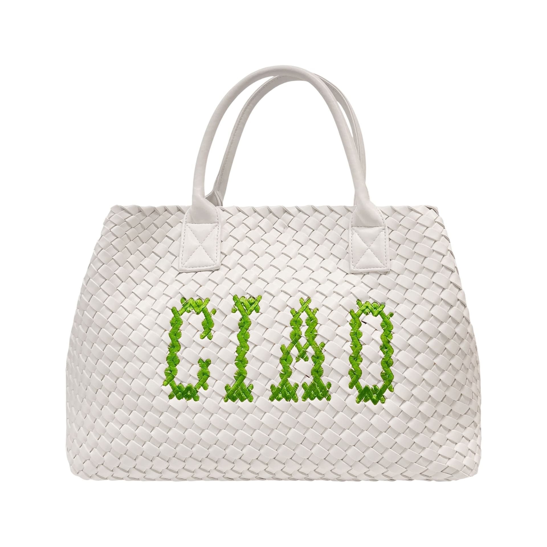 Lilly Loves Lilly Loves White Woven CIAO Green Handbag