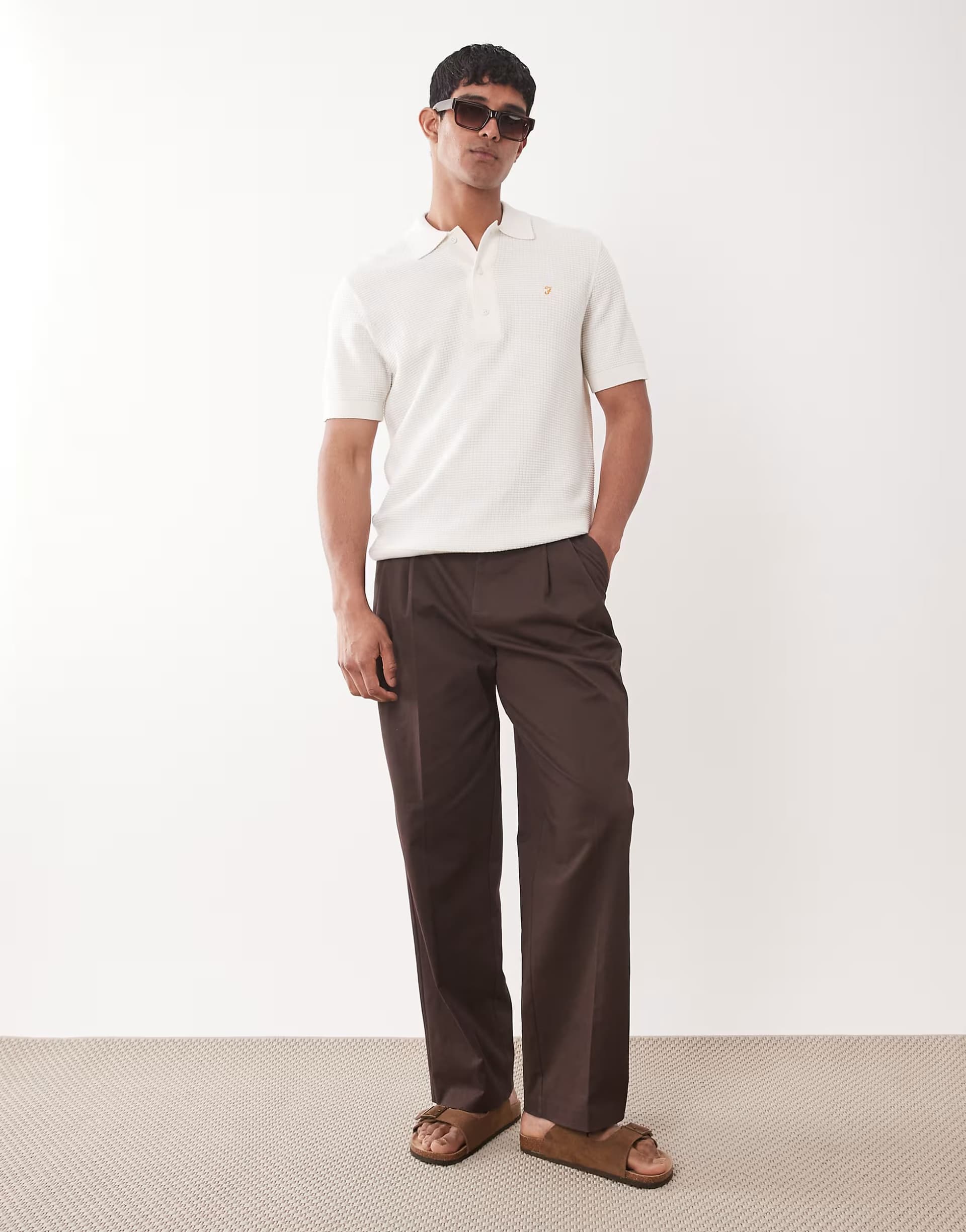 ASOS ASOS DESIGN Dark Brown Cotton Rich Wide Leg Chino Trousers