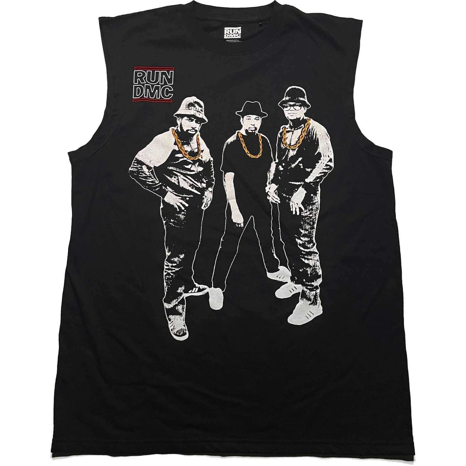 Run DMC Run DMC Men's Gold Chains Photograph Tank Top in Black