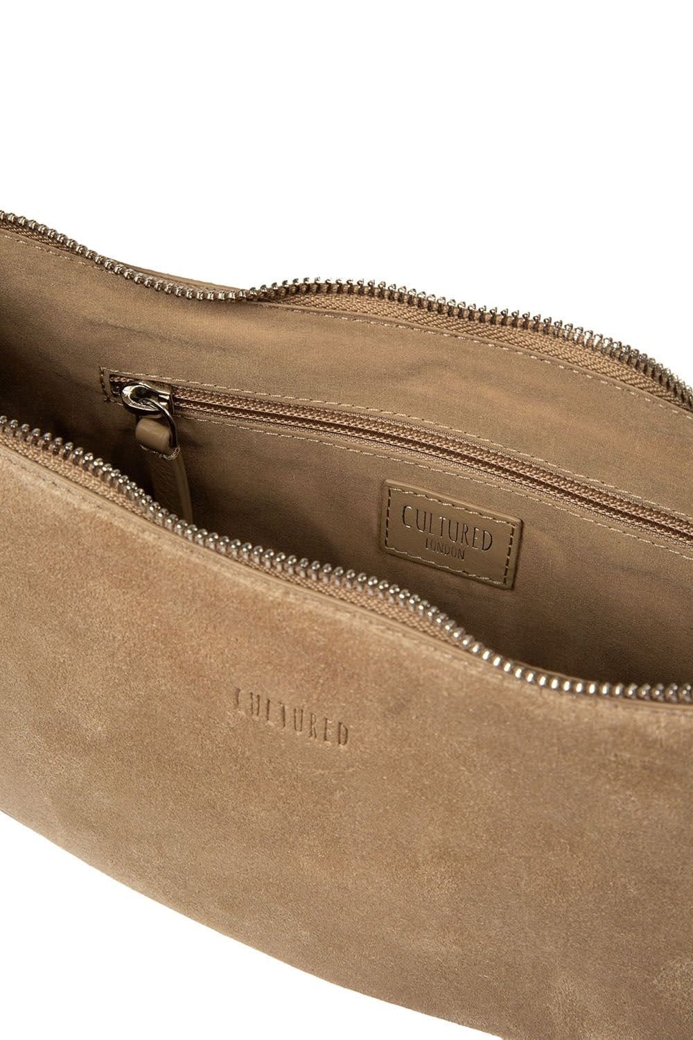 Cultured London Cultured London Women's 'Carine' Suede Cross Body Bag in Beige - 4