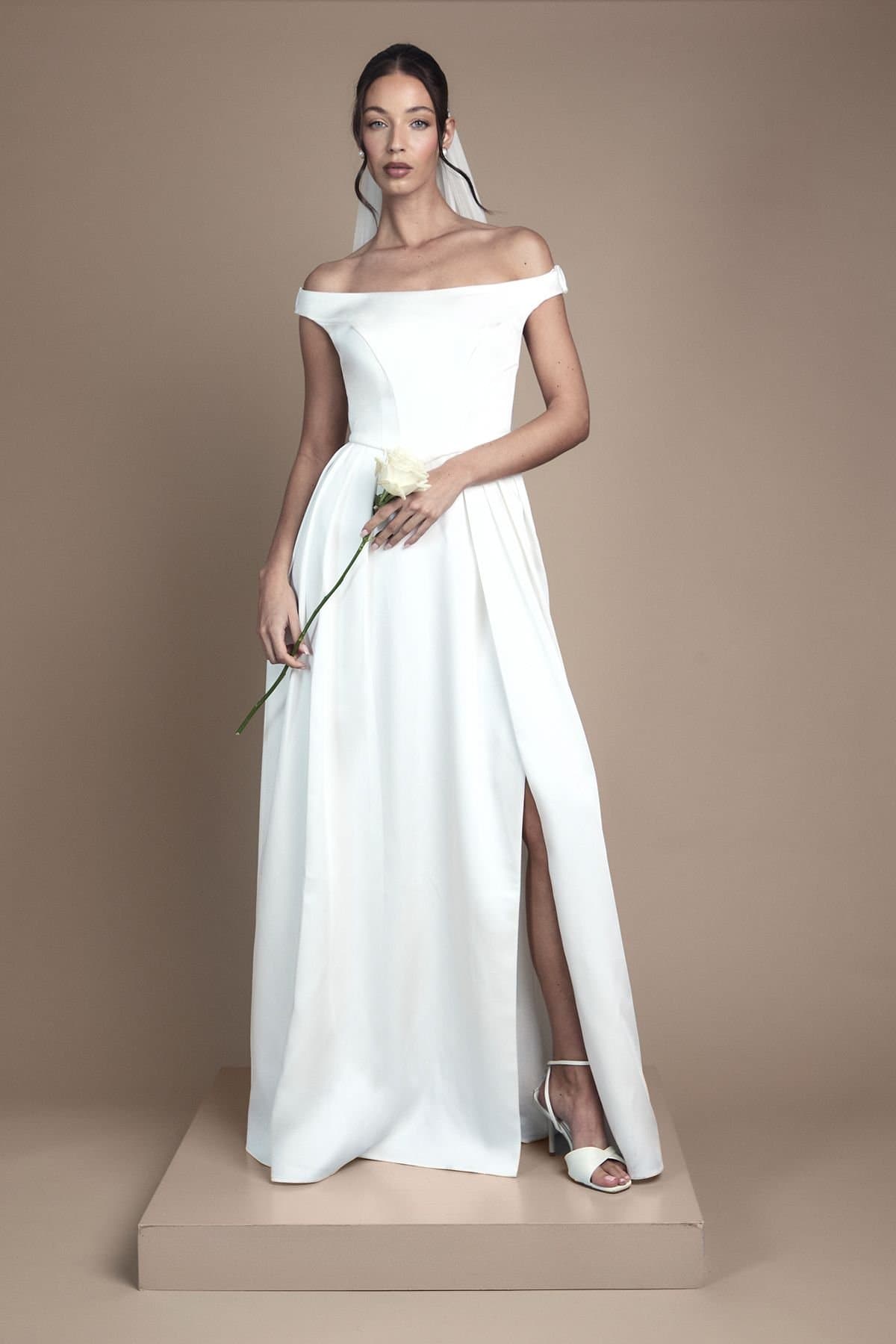 Coast Coast Women's Sleeveless Bandeau Wrap Skirt Maxi Wedding Dress in Ivory