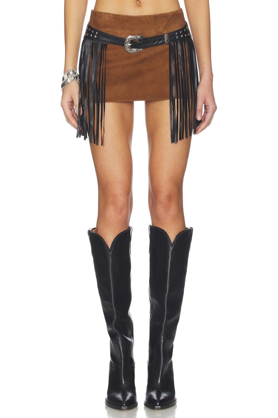 revolve Shann Belted Micro Suede Skirt