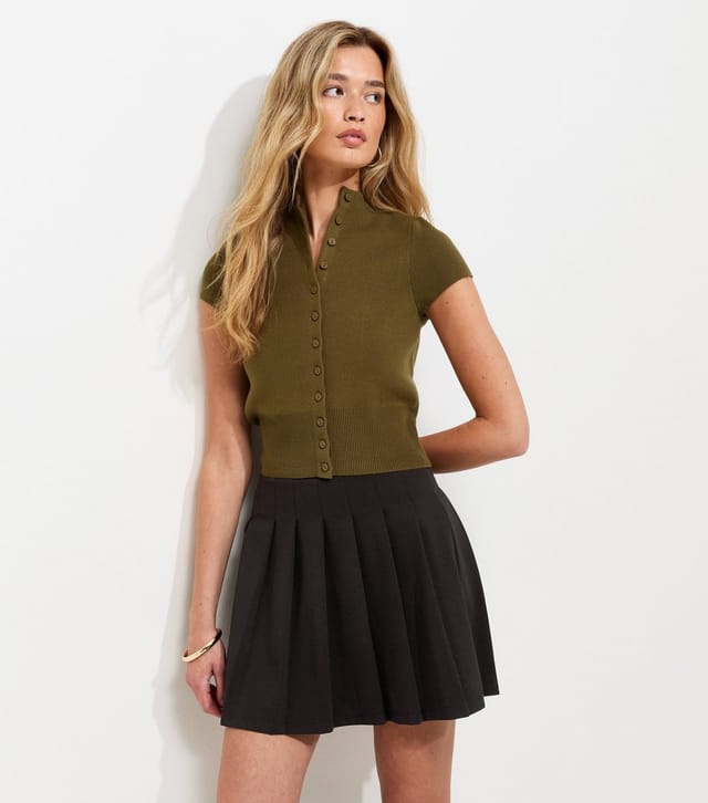 New Look Women's Tall Black Pleated Ponte Mini Skirt New Look - 3