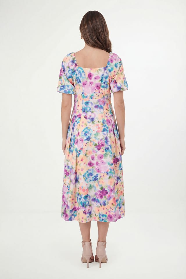 Wallis Wallis Women's Petite Floral Ottoman Twill Button Midi Dress in Ivory - 3