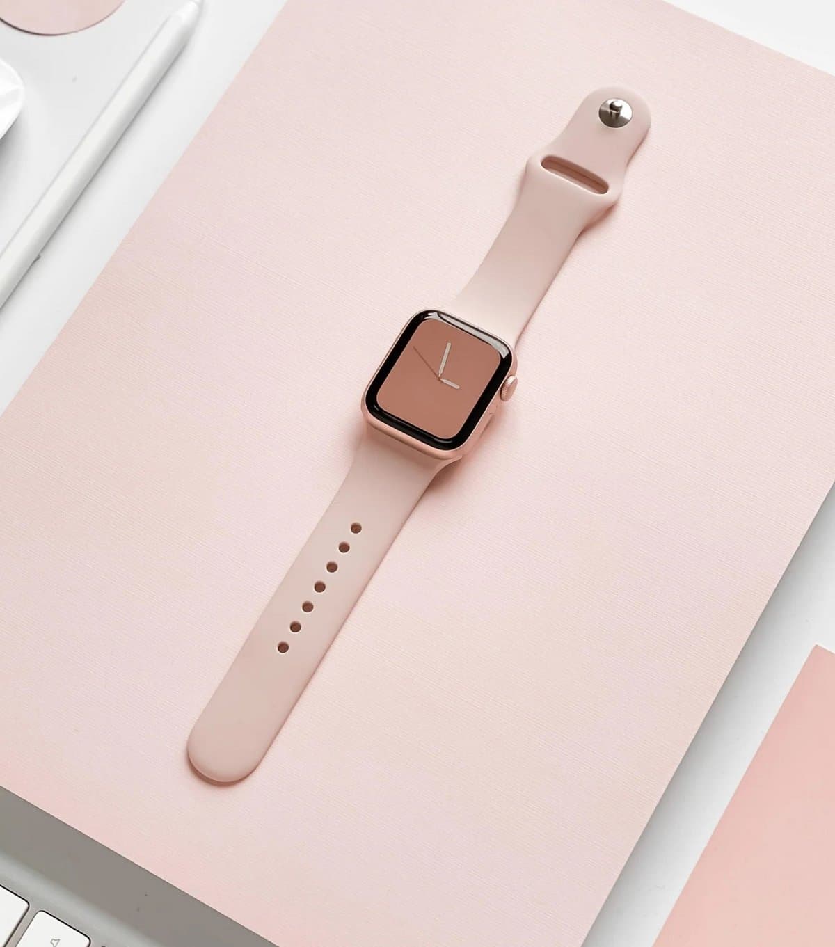 Coconut Lane Light Pink Silicone Apple Watch Strap Coconut Lane New Look