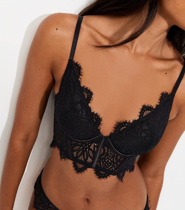 New Look Women's Black Corset Lace Festival Bra New Look - 2