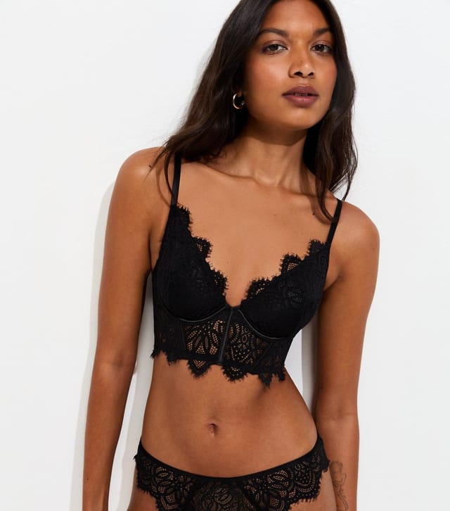 New Look Women's Black Corset Lace Festival Bra New Look - 3