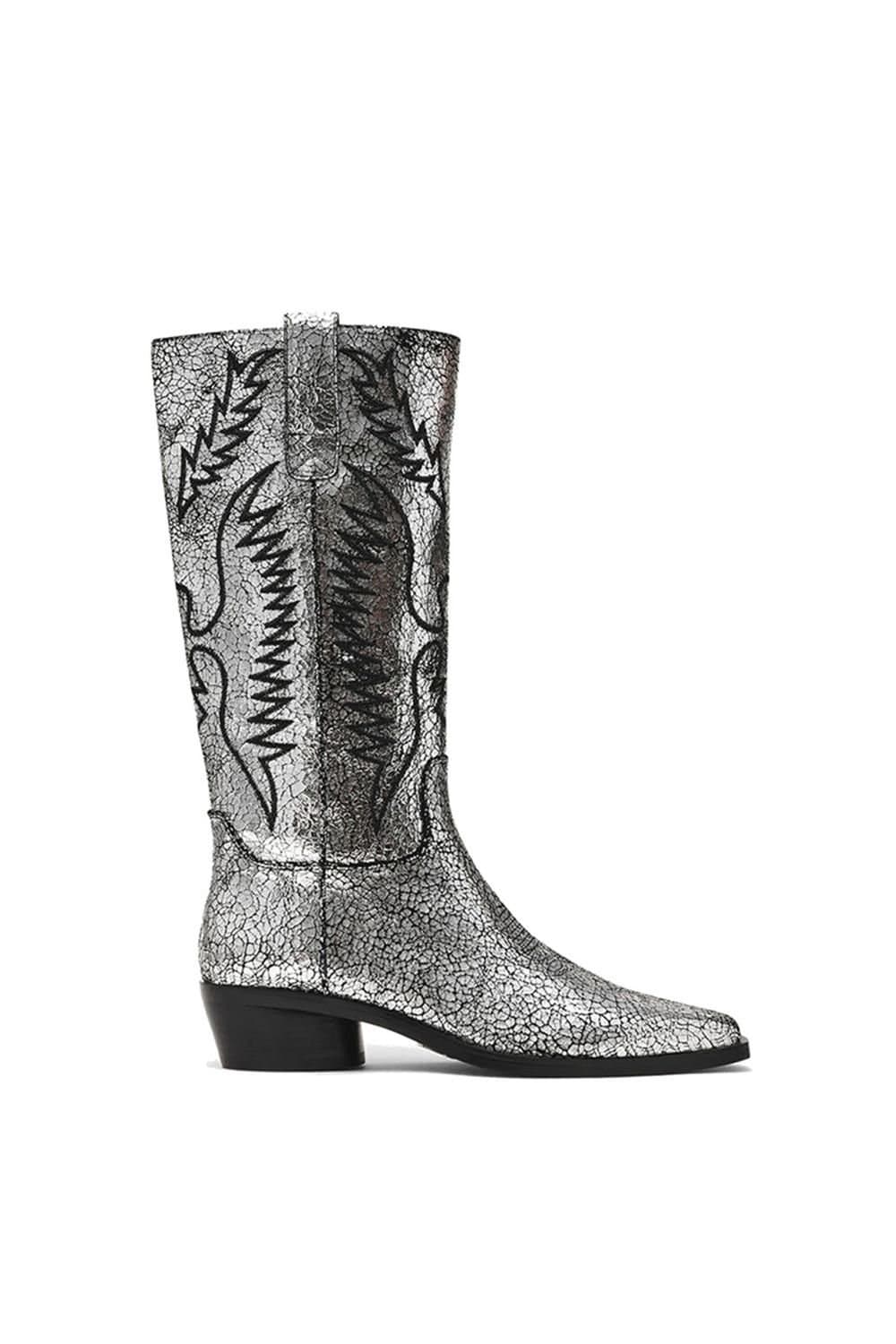 Steve Madden Steve Madden Women's 'Trevi Boot Silver' Leather Boots in Silver
