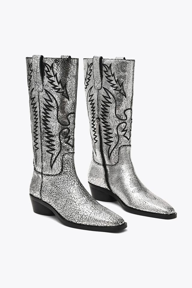 Steve Madden STEVE MADDEN Women's 'Trevi Boot Silver' Leather Boots in Silver - 2