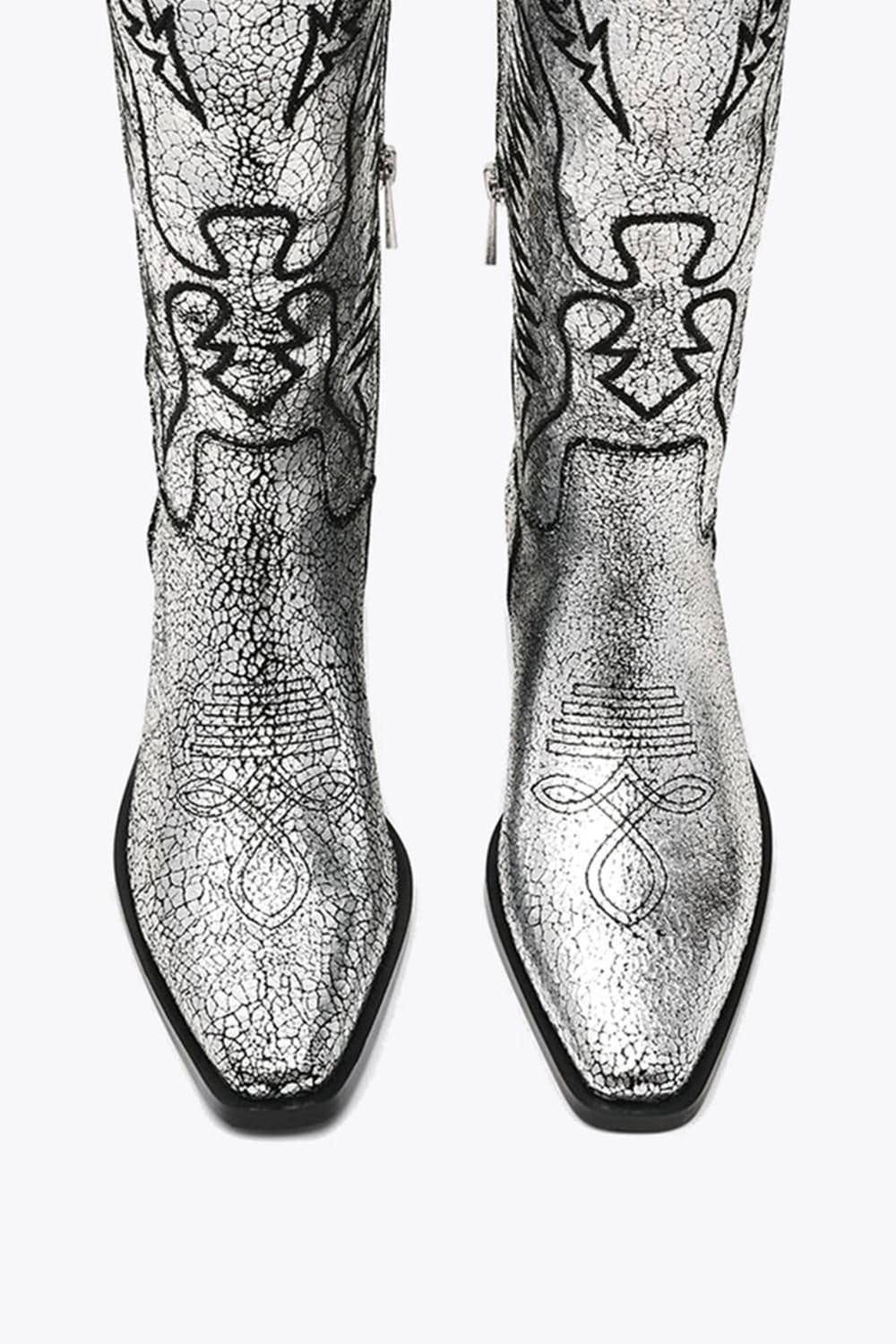 Steve Madden STEVE MADDEN Women's 'Trevi Boot Silver' Leather Boots in Silver - 4